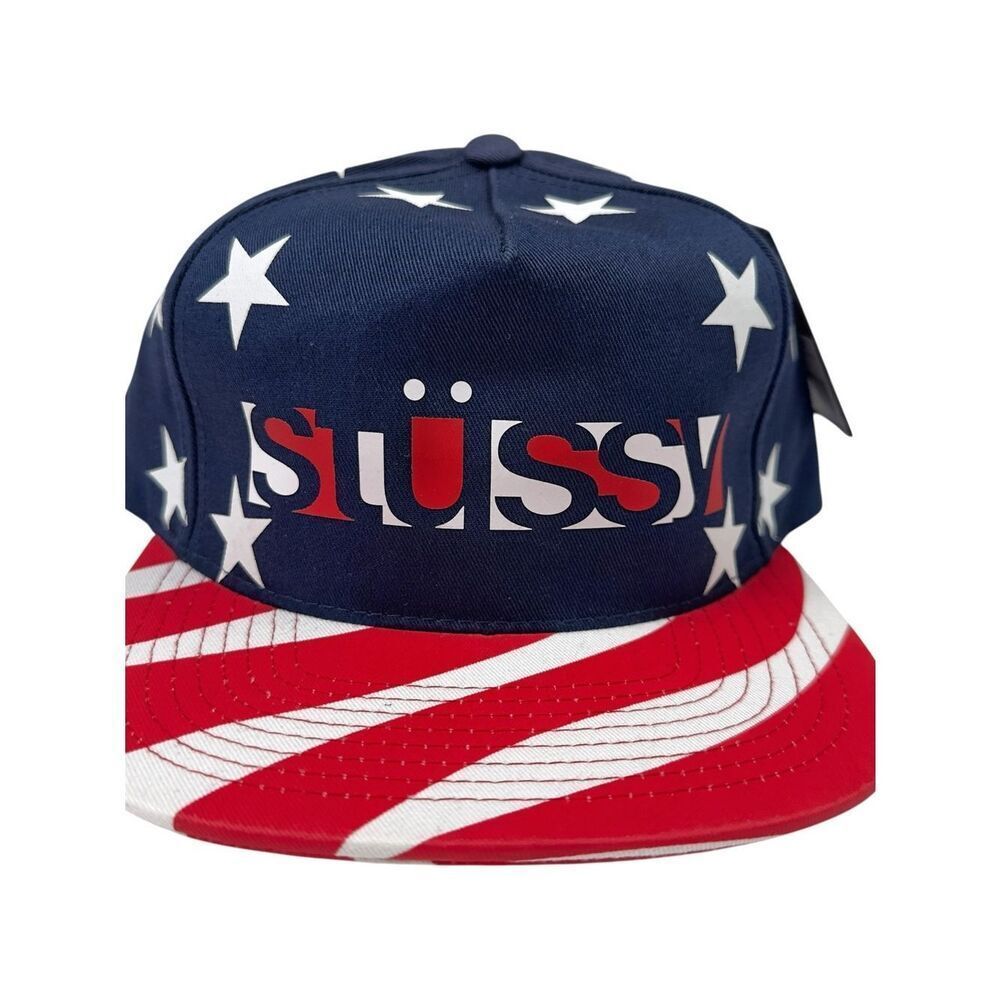 Stussy USA Team Block Cap SnapBack AOP Navy Hat